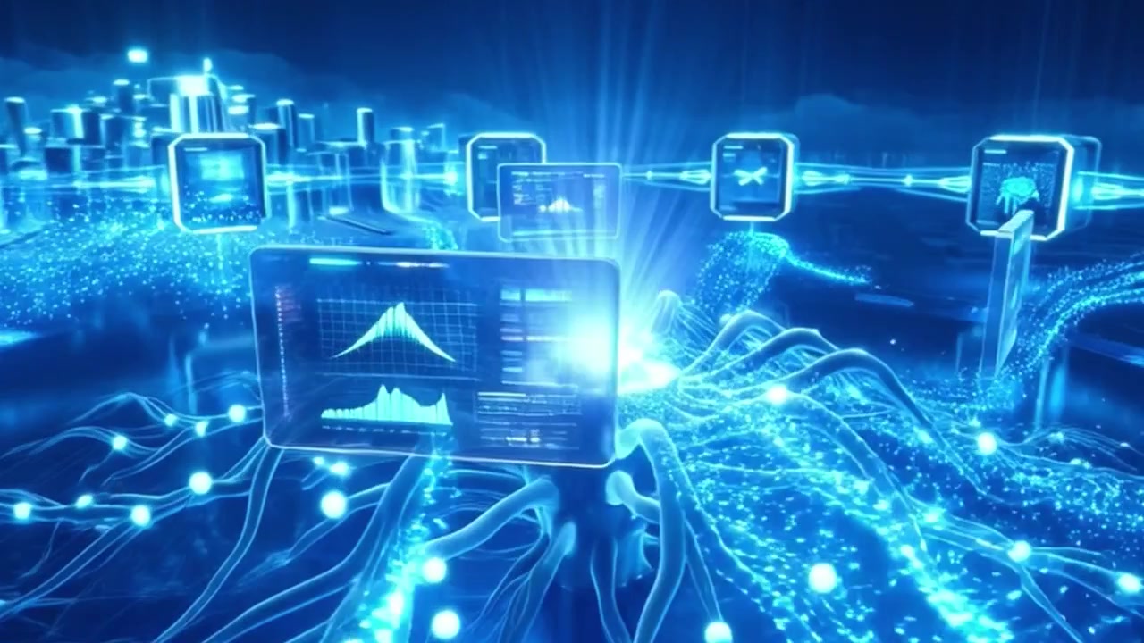 Digital Neural Network Connecting Data Nodes in Futuristic Cyberspace