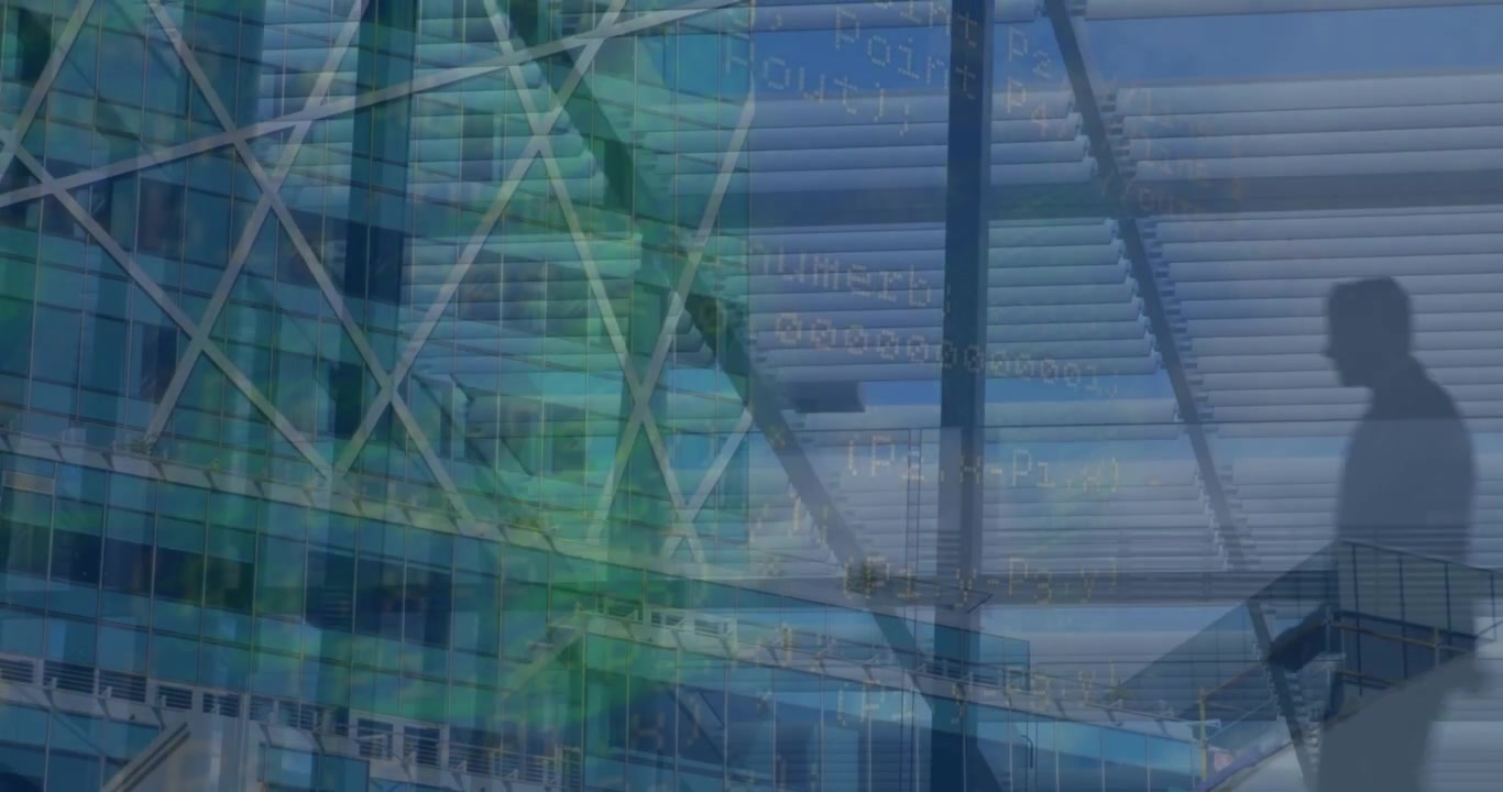 Animation of data processing over cityscape