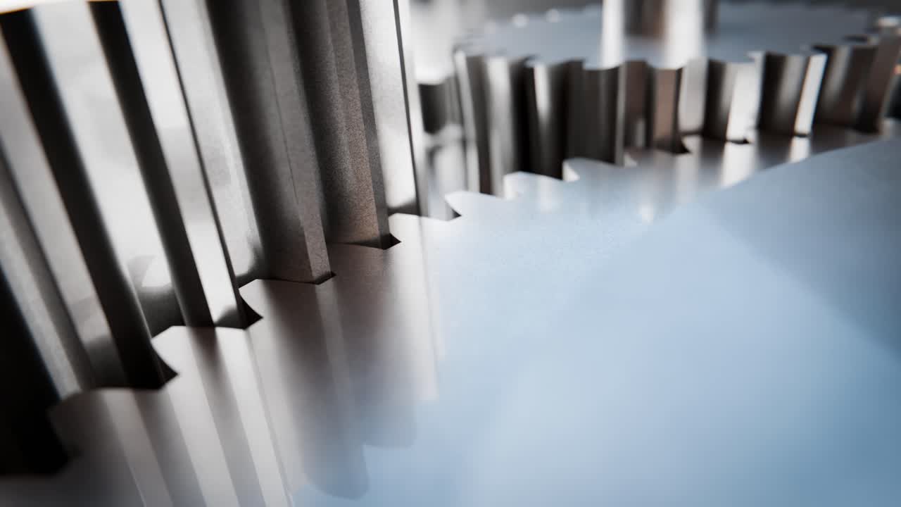 Industrial Metal Gears Rotating in a Mechanical System