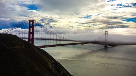 time-lapse of low clouds moving over the golden gate bridge in san francisco, usa