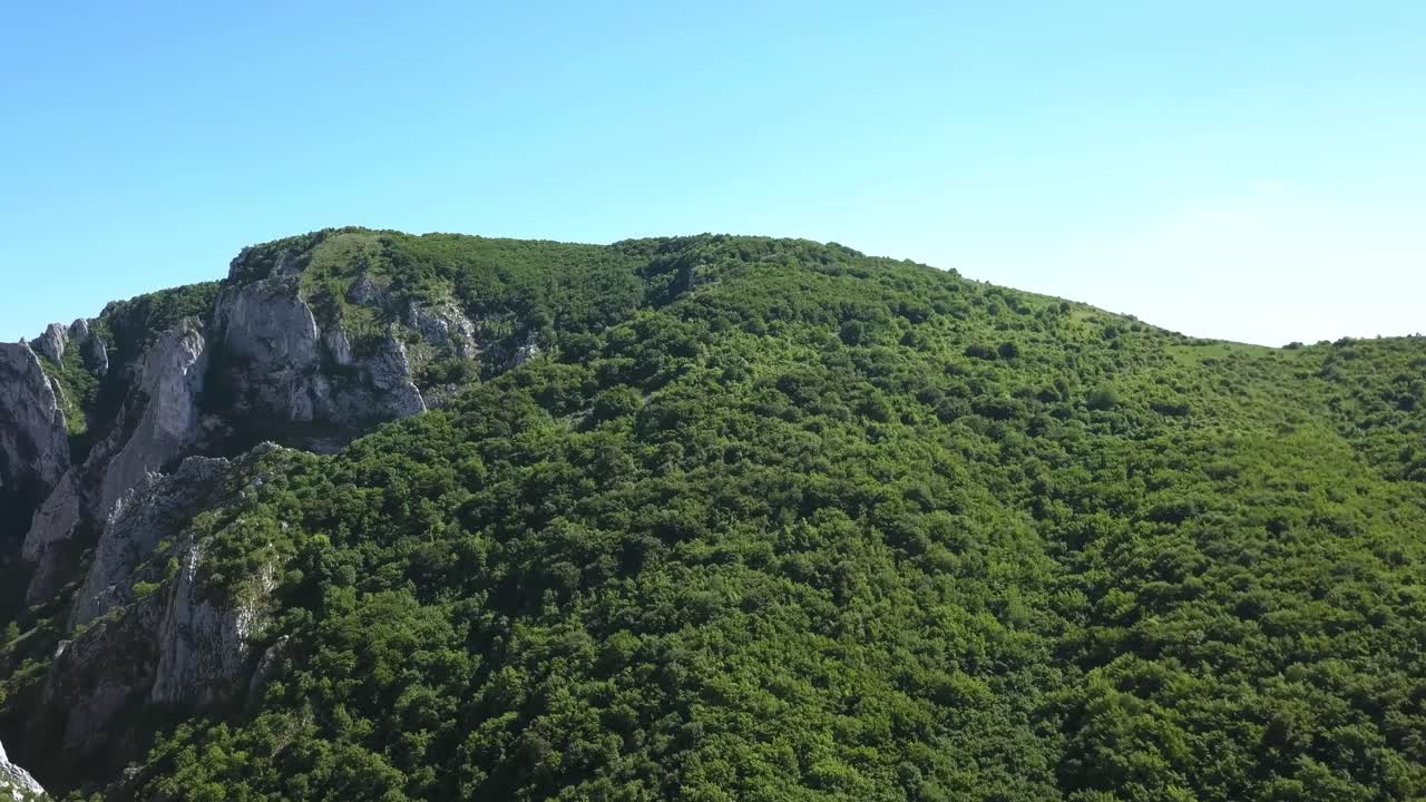 el cielo azul y el exuberante bosque verde se suman al increíble paisaje alrededor de cheile turzii, o turda gorge, cerca de transilvania, rumania
