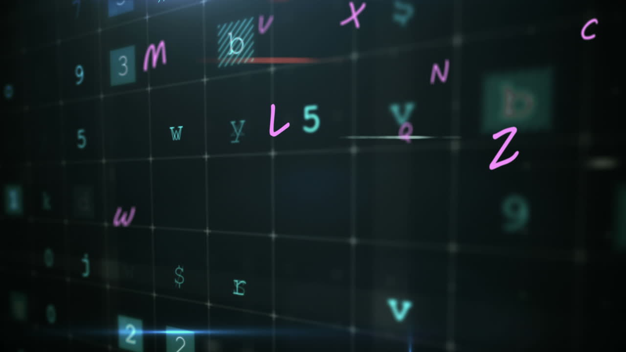 animación de letras flotantes sobre el procesamiento de datos científicos