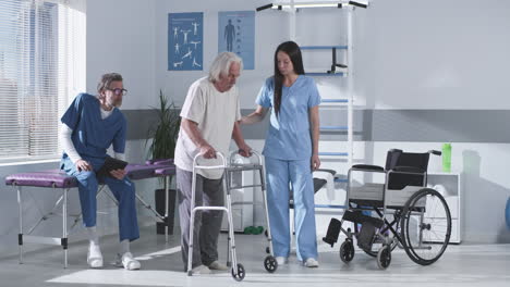 physical therapy session with elderly patient