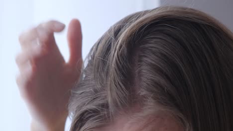 early gray hair in a young woman close up 4k 2025 08 04 23 01 29 utc.mov | adult, alopecia, appearance, asian