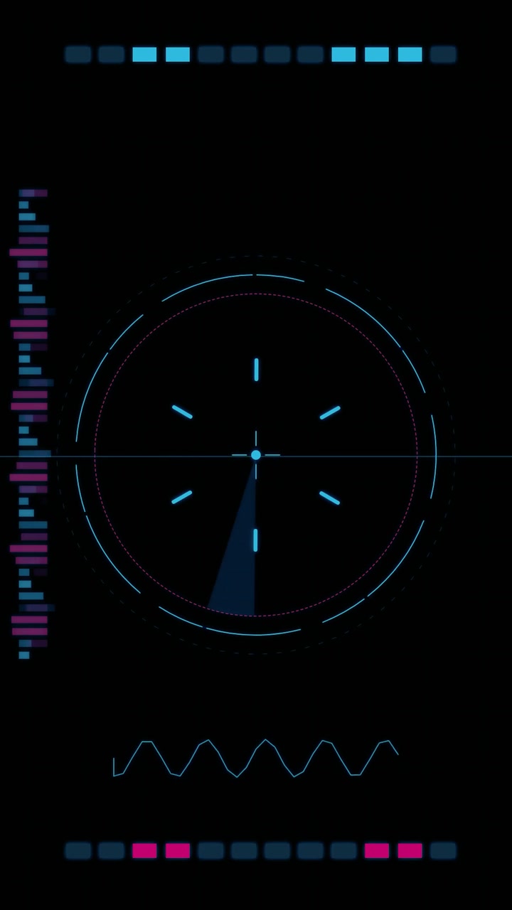 Interfaccia radar futuristica in scansione nello spazio digitale