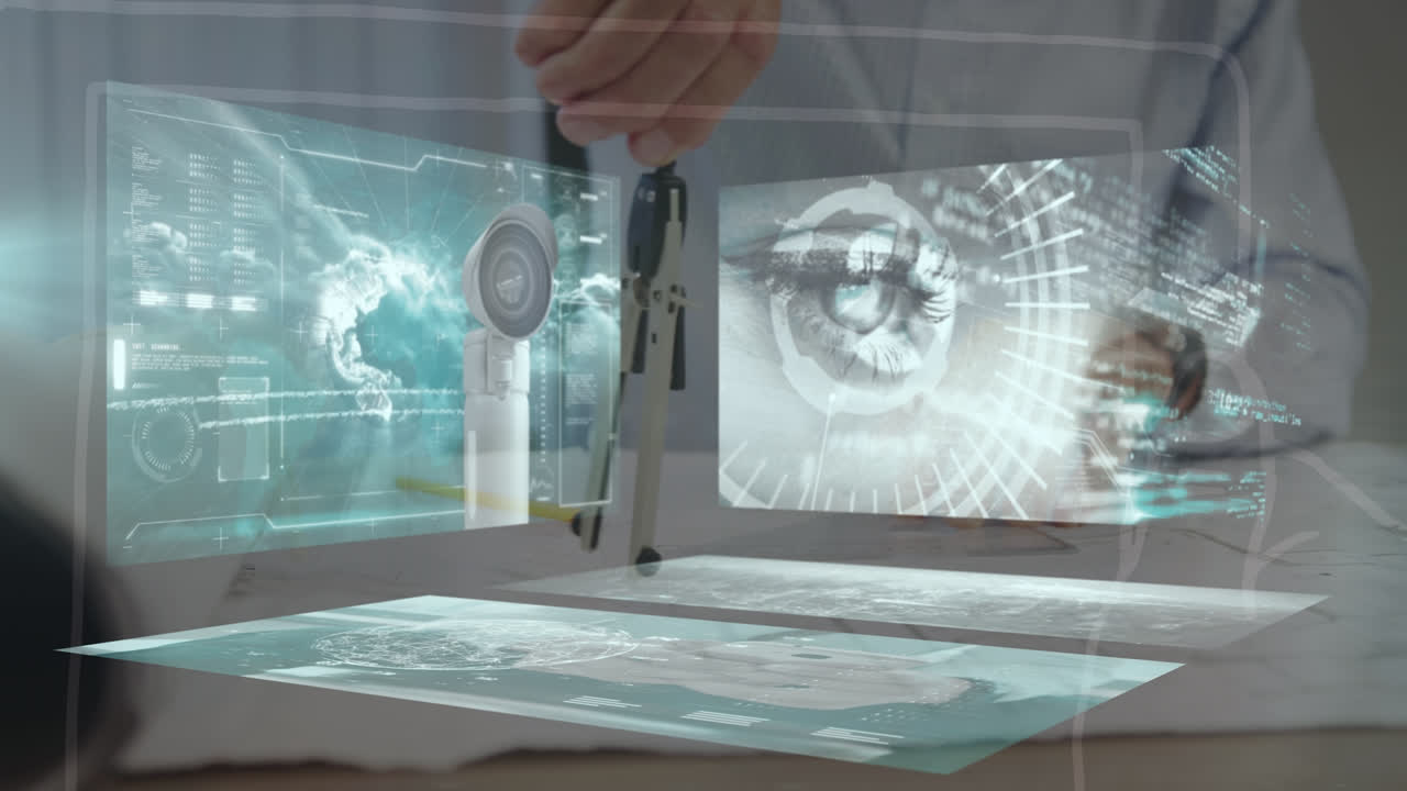 animación del procesamiento de datos financieros sobre el empresario caucásico en el cargo