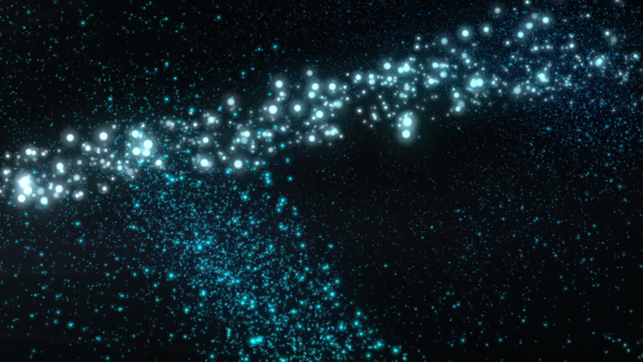Scia luminosa di neve scintillante su sfondo nero