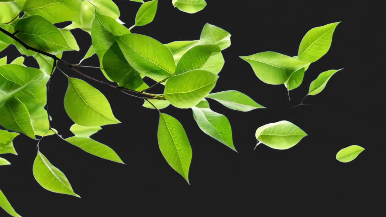 hojas verdes sobre un fondo oscuro