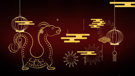 animation of dragon and chinese pattern