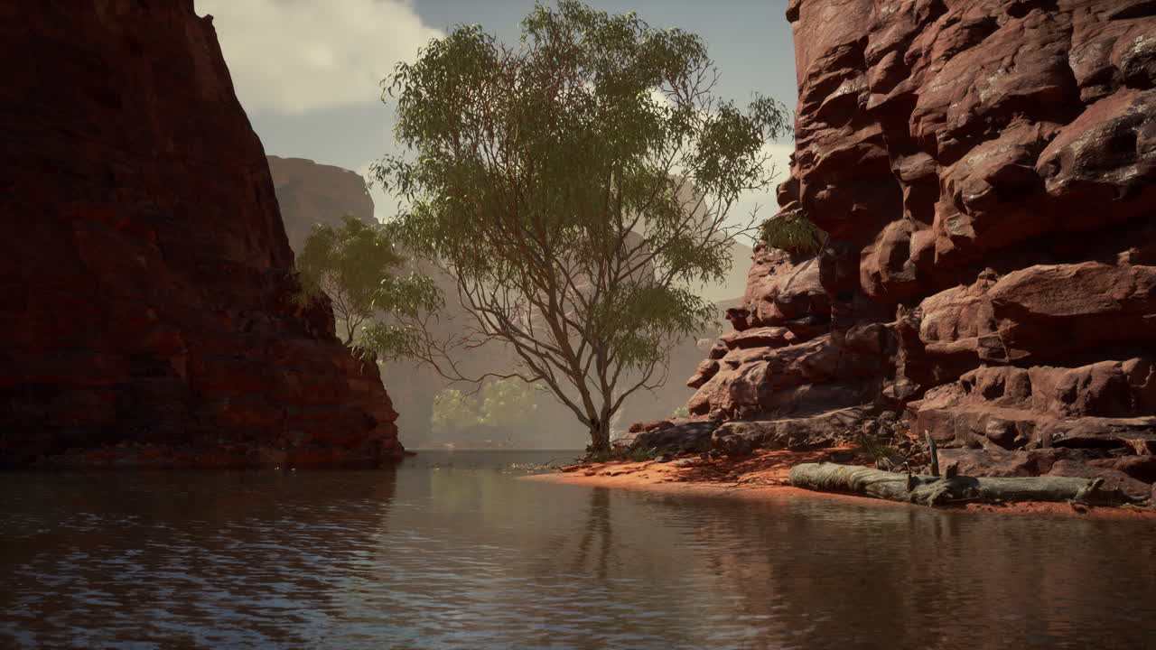 reflejo en el río colorado de butte atrapando los últimos rayos de los días, en el gran cañón.