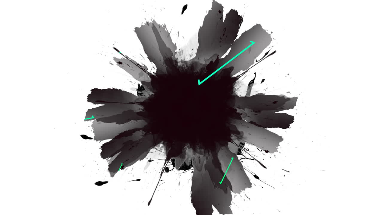 네온 녹색 삼각형으로 검은 수채화 잉크를  ⁇ 아