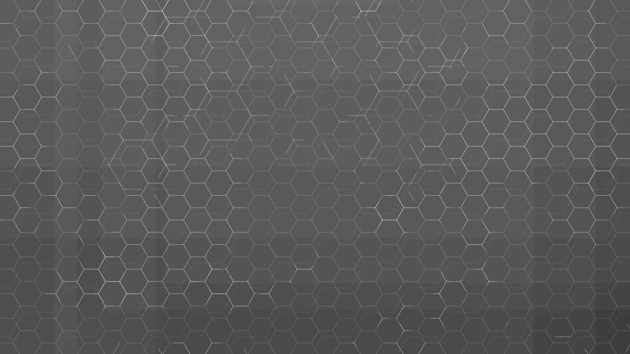 Animated hexagonal grid pattern background in dark gray monochrome with subtle geometric movement and modern minimalist design