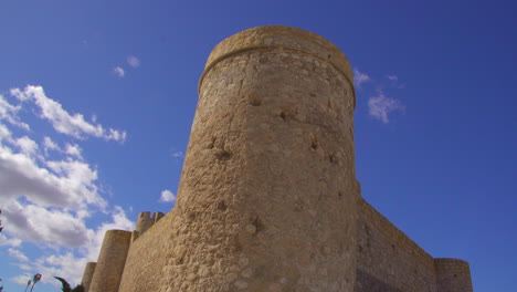 panning down view of the atalaya castle in villena, province of alicante, southern spain.