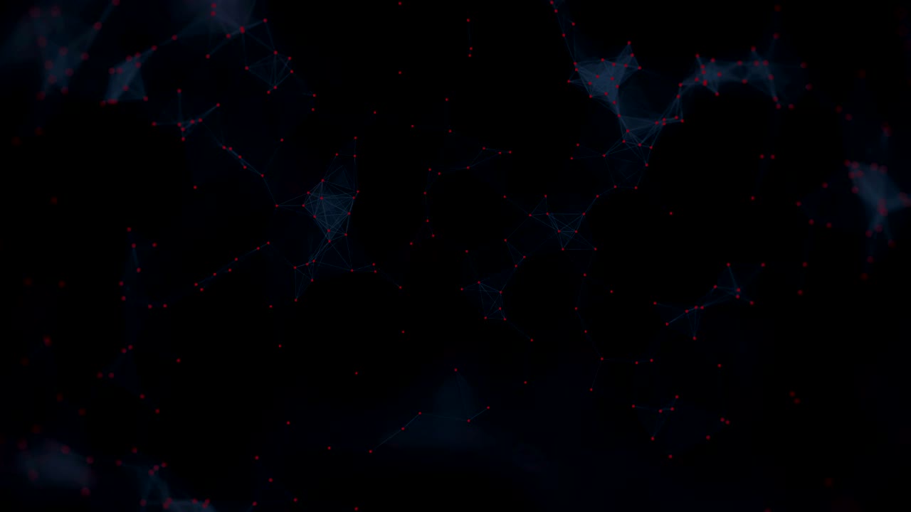 Plexus fantasy abstract technology. Abstract geometric background with moving lines, dots and triangles.