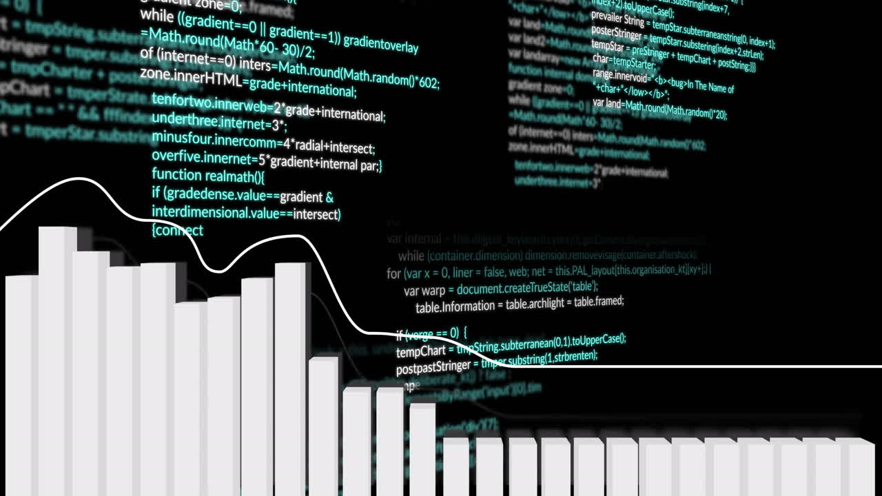 animación del procesamiento de datos financieros sobre un fondo negro