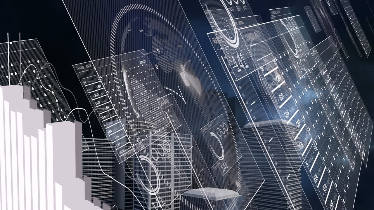 animazione dell'elaborazione dei dati sul paesaggio urbano