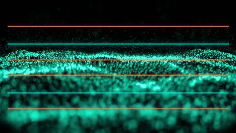 animación de líneas horizontales verdes y naranjas sobre una malla verde brillante que ondea en un bucle sin costuras