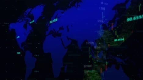 animation of financial data processing over world map