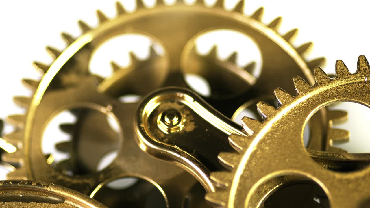 Close Up Gears Turning in Working Mechanism