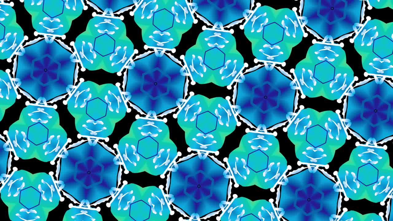secuencia de patrones coloridos de un caleidoscopio. 4k efecto de movimiento abstractamente colorido del fondo gráfico. ilusión óptica. los objetos cambian de forma y tamaño al azar.