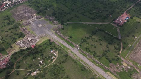 aerial view of teotihuacan, a sunny and cloudy afternoon simultaneously, mexico