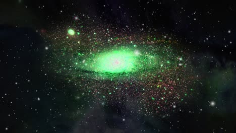 a mysterious greenish galaxy moving in the great universe