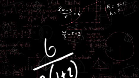 animation of mathematical equations on black background