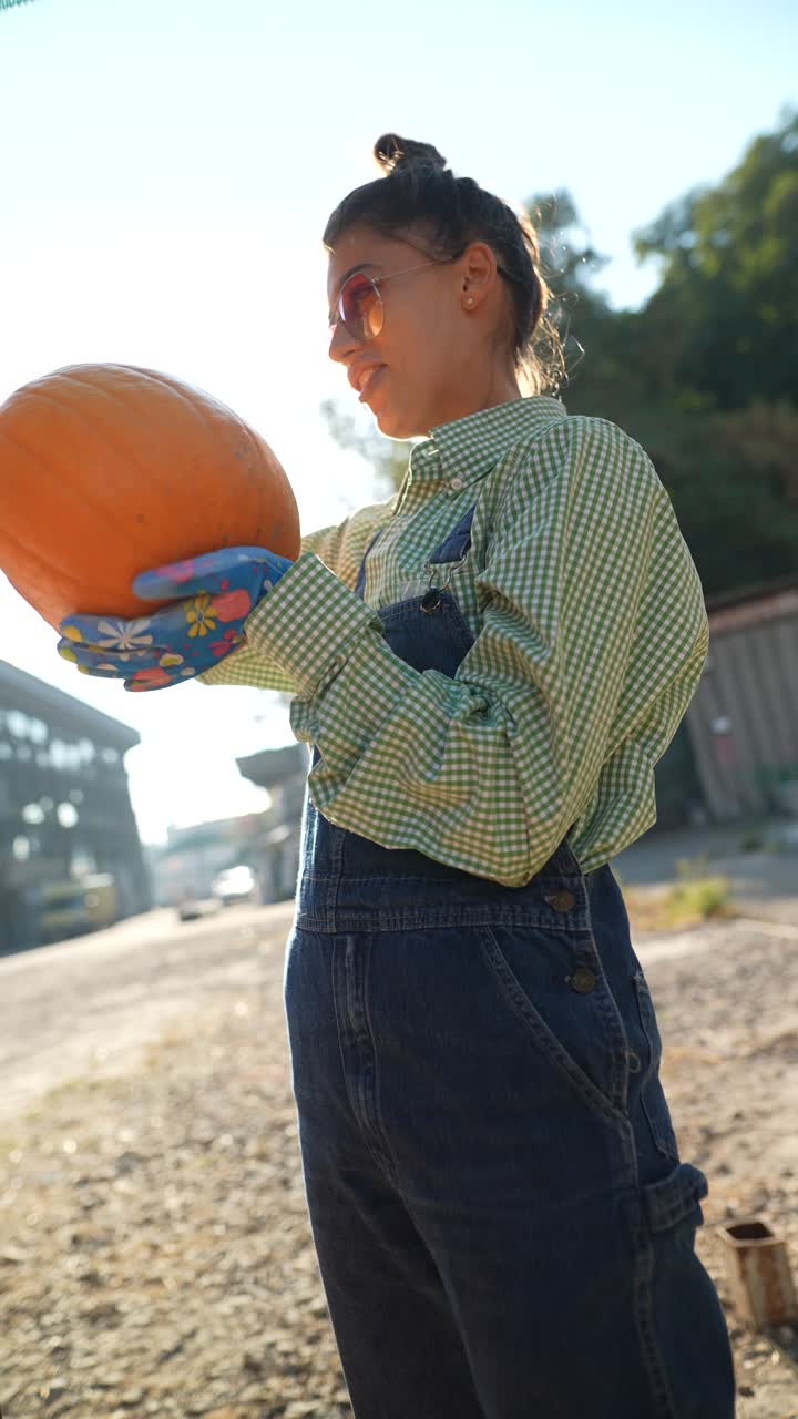 Woman at a Pumpkin Patch