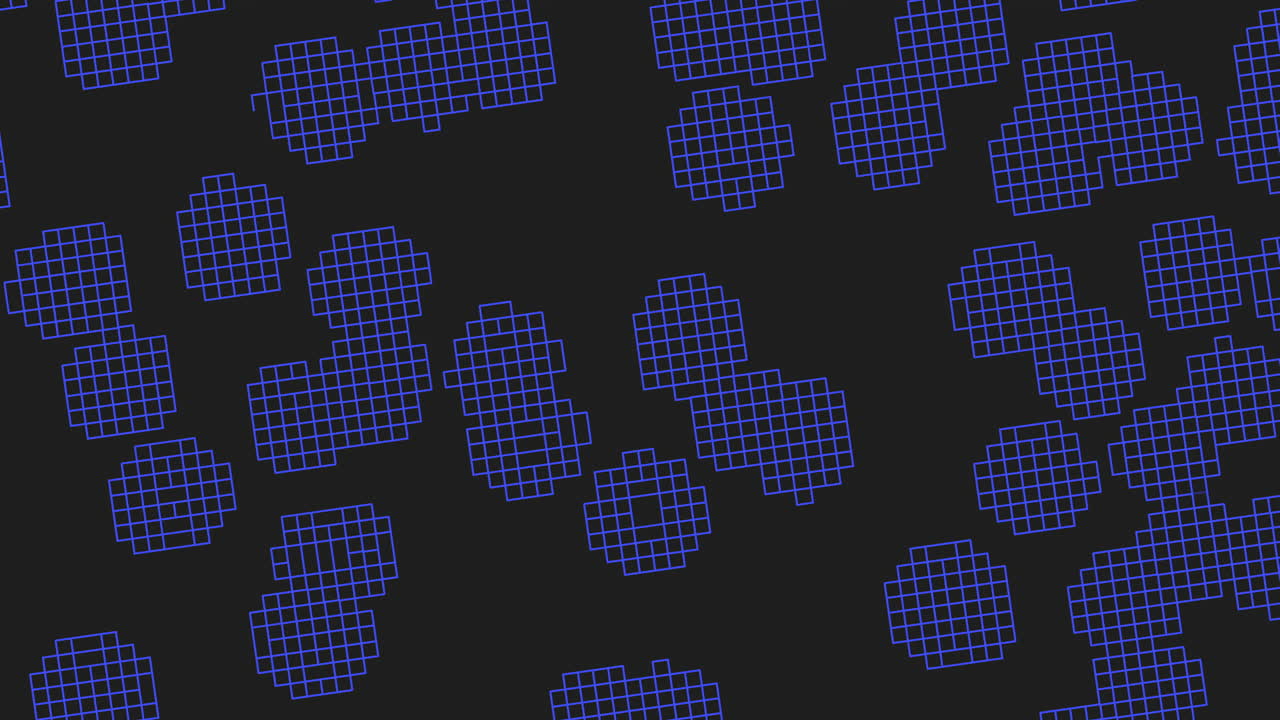 추상적인 파란 사각형 격자 패턴 흥미진진한 디자인 해석을 기다리고 있습니다.