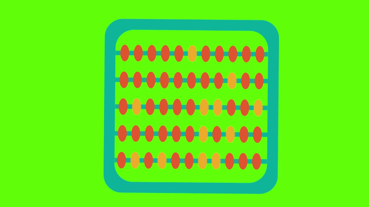animation of an abacus calculator on a green screen background
