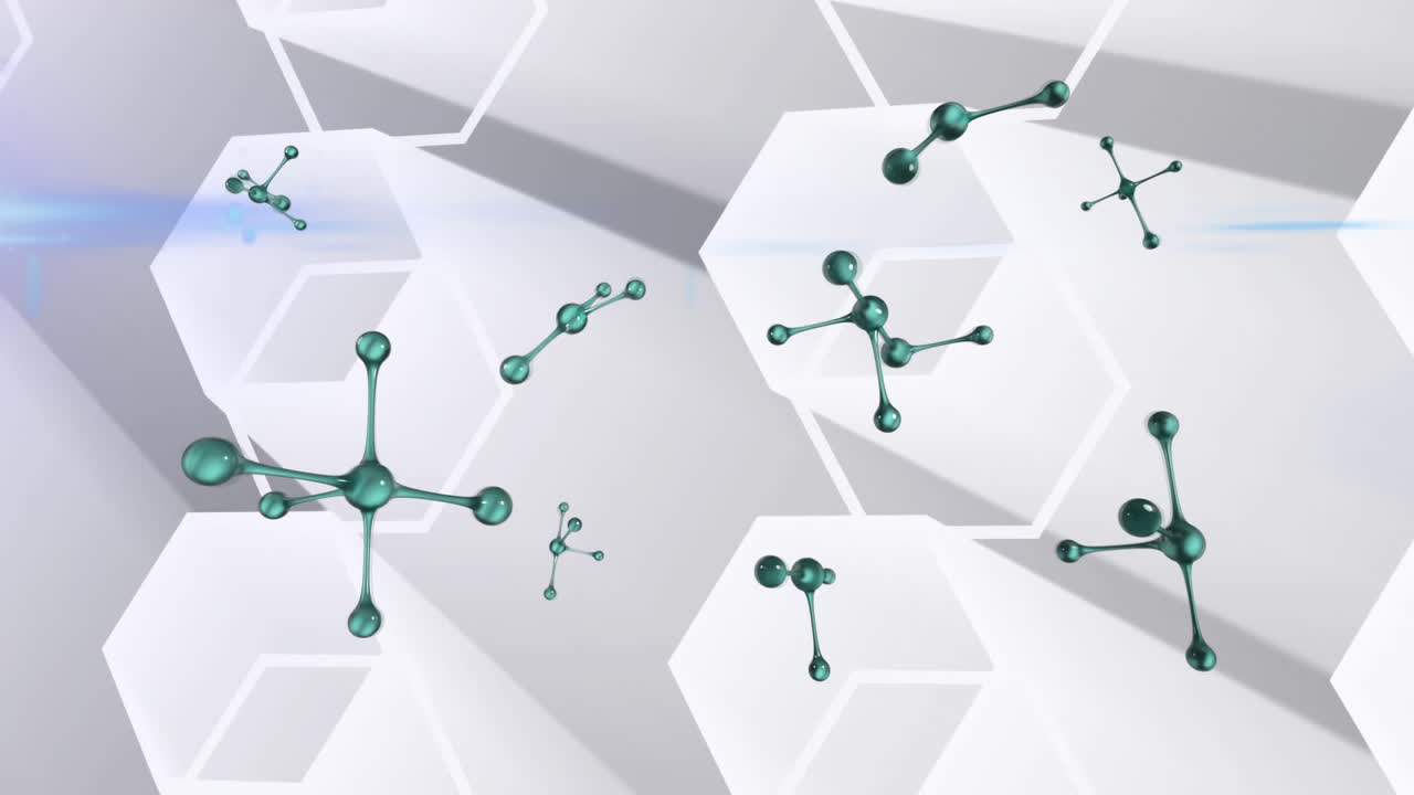 화면에서 움직이고 회전하는 여러 개의 파란색 모양의 애니메이션