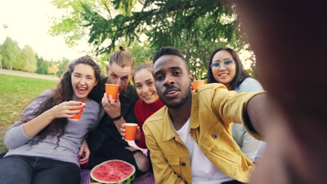 amigos disfrutando de un picnic en el parque