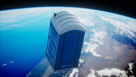 cabaña de inodoro portátil en órbita terrestre