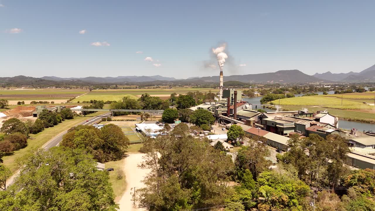 Drone footage of sugar cane mill in Australia