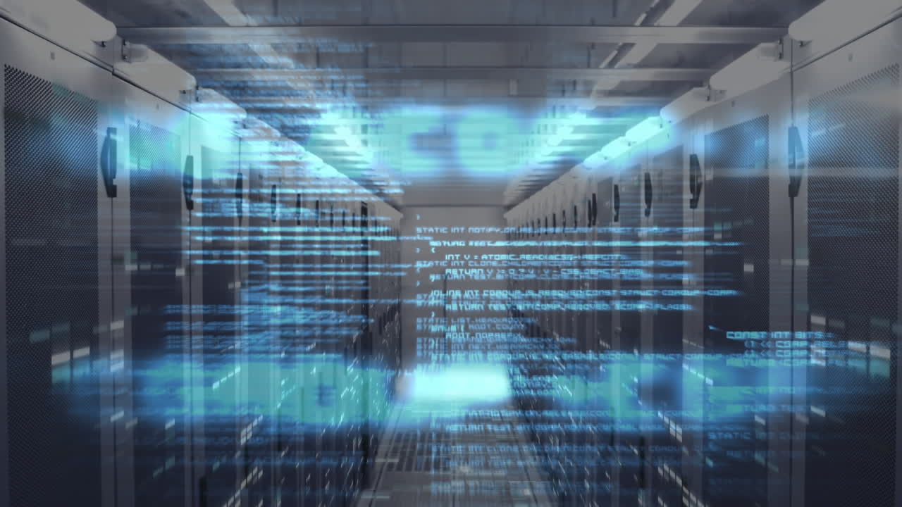 Animation of data processing and digital information flowing