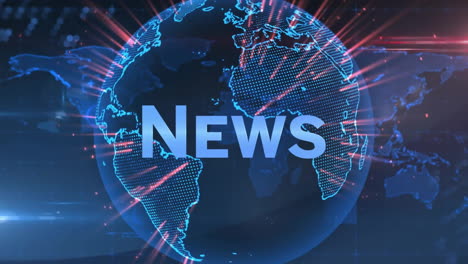 news text animation over digital globe with red and blue light effects