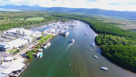 flying over port douglas marina