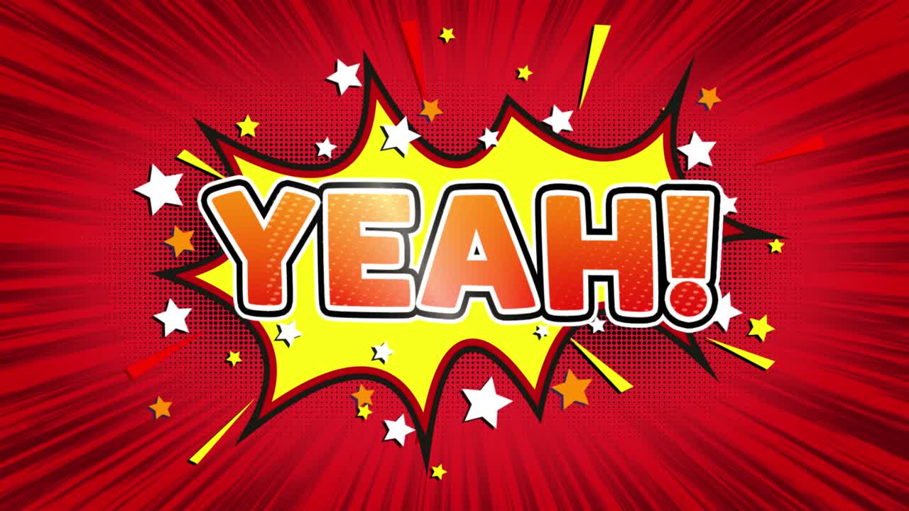 Yeah text pop art style expression retro comic bubble expression cartoon illustration isolated flat