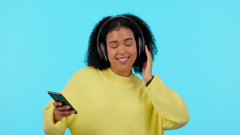 headphones, dancing and woman listening to music