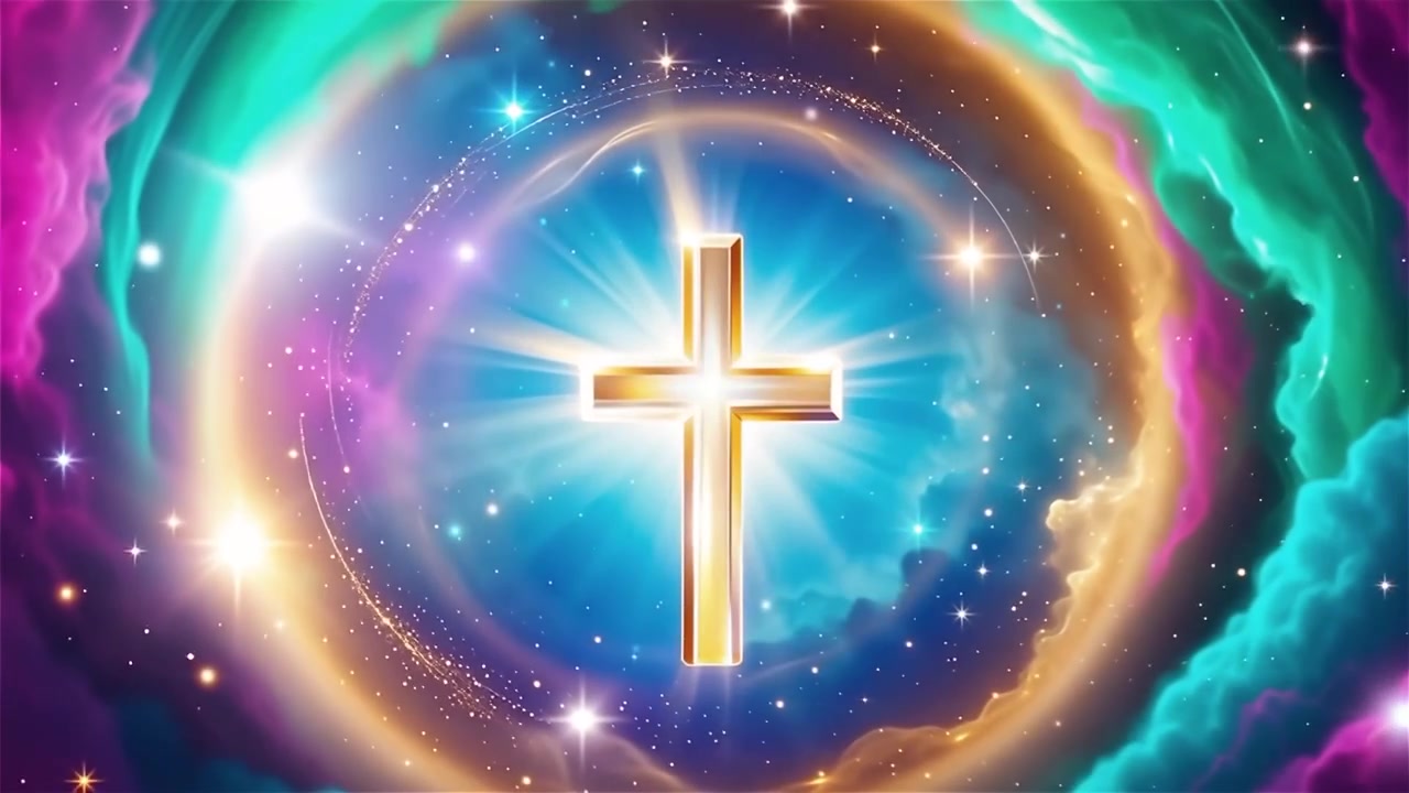 Christian Cross Heavenly Light Worship Background
