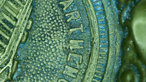 close up of very old coins