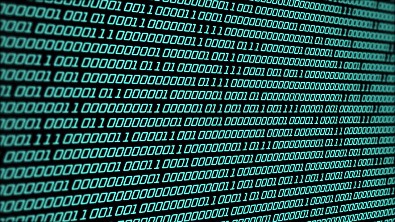 animación del procesamiento de datos sobre un fondo negro