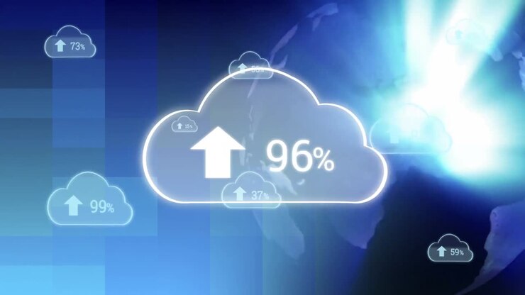Upload progress clouds and globe
