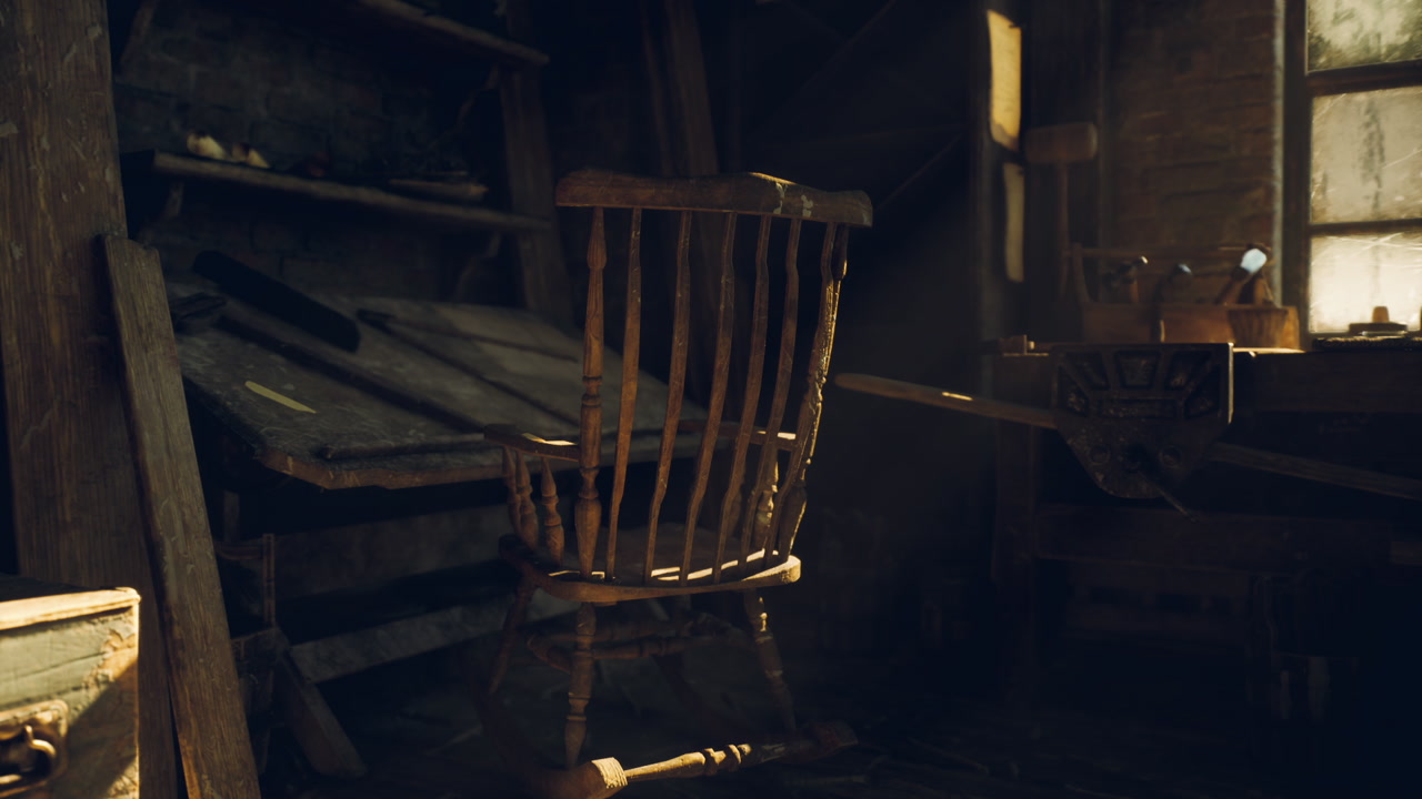 Isolated chair set against textured environment with dramatic lighting shown