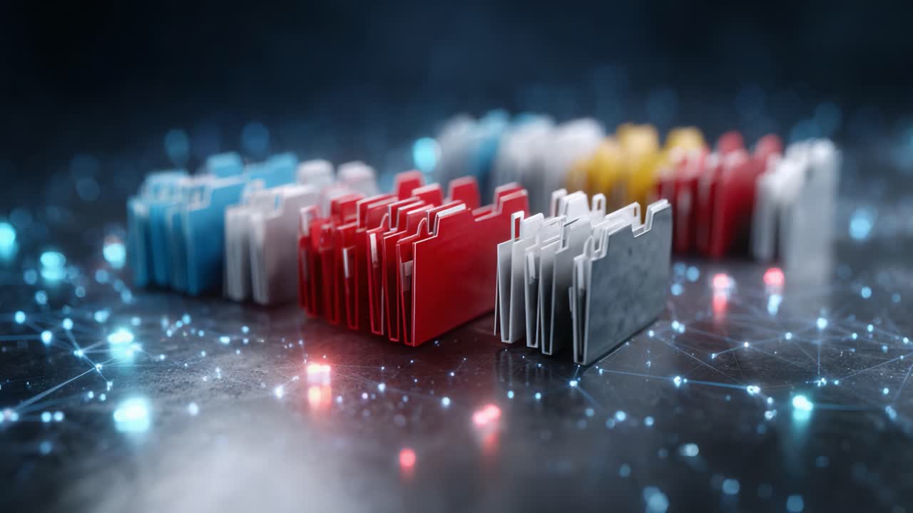 Colorful File Folders Organizing Data in a Digital Network Setting: A Closer Look at File Management Techniques