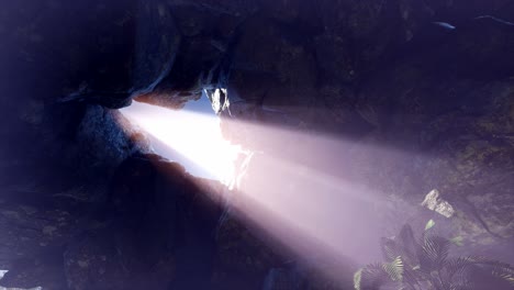 luz del sol dentro de una cueva misteriosa