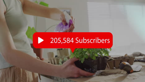spraying water on plants, person with 156,250 subscribers creating animation