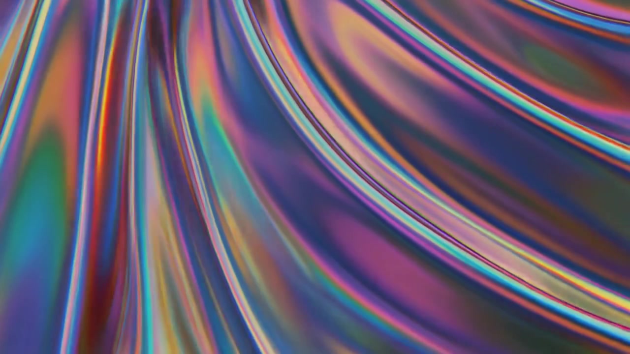 Abstrakt iriserende flydende stof, der flyder i slowmotion.
