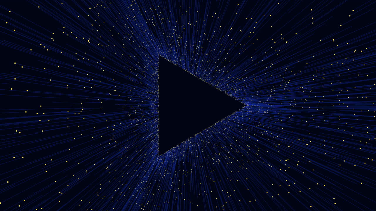 triángulo azul iluminado por líneas de luz convergentes