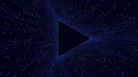 triángulo azul iluminado por líneas de luz convergentes